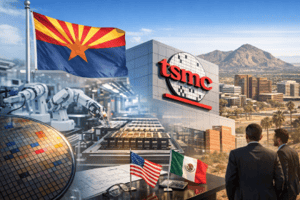 アリゾナ州に進出するTSMCを中心とした半導体製造拠点と、米国進出を進める日本企業の北米ビジネスイメージ