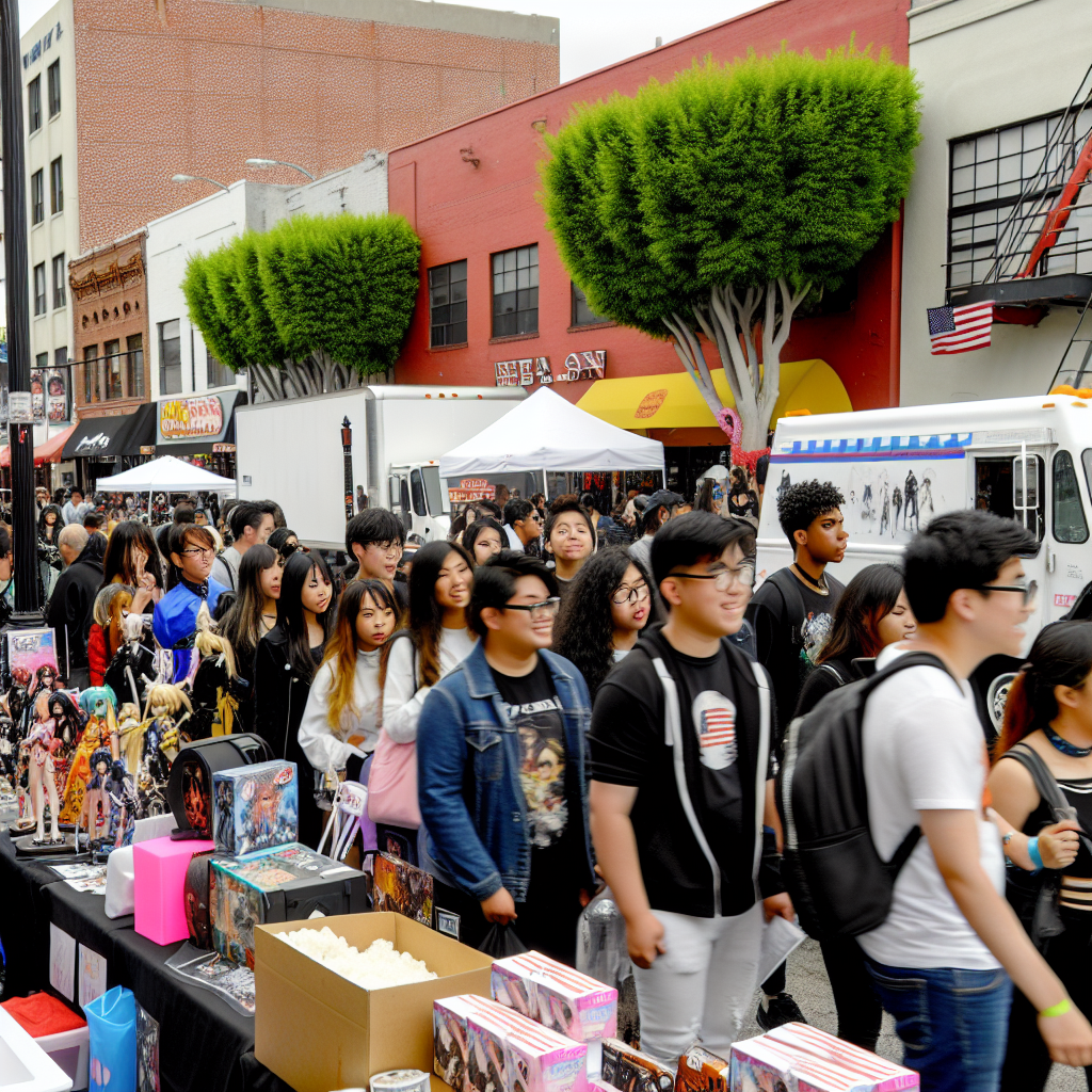 アメリカの商業エリアで行われた日本製品のPop-upイベントの活気ある様子